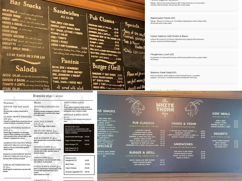 The White Thorn Inn Menu