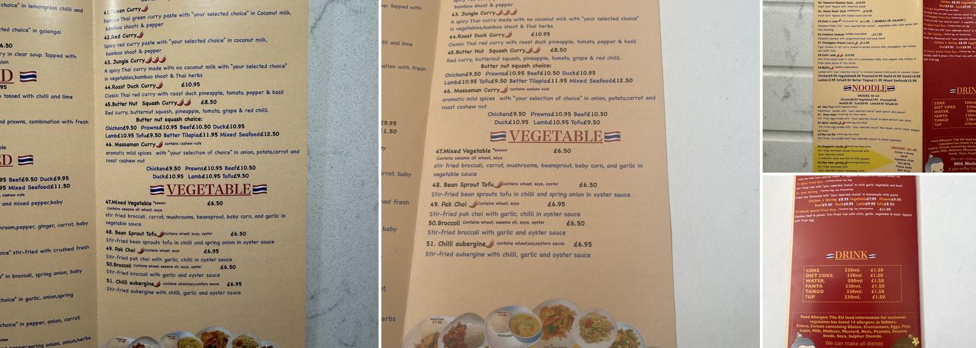 Omsin's Thai Takeaway Menu