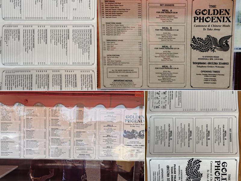 Golden Phoenix Chinese Takeaway Menu