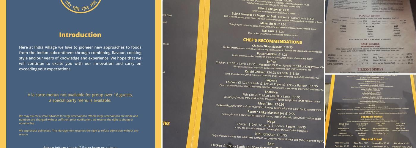 India Village Restaurant & Takeaway Menu