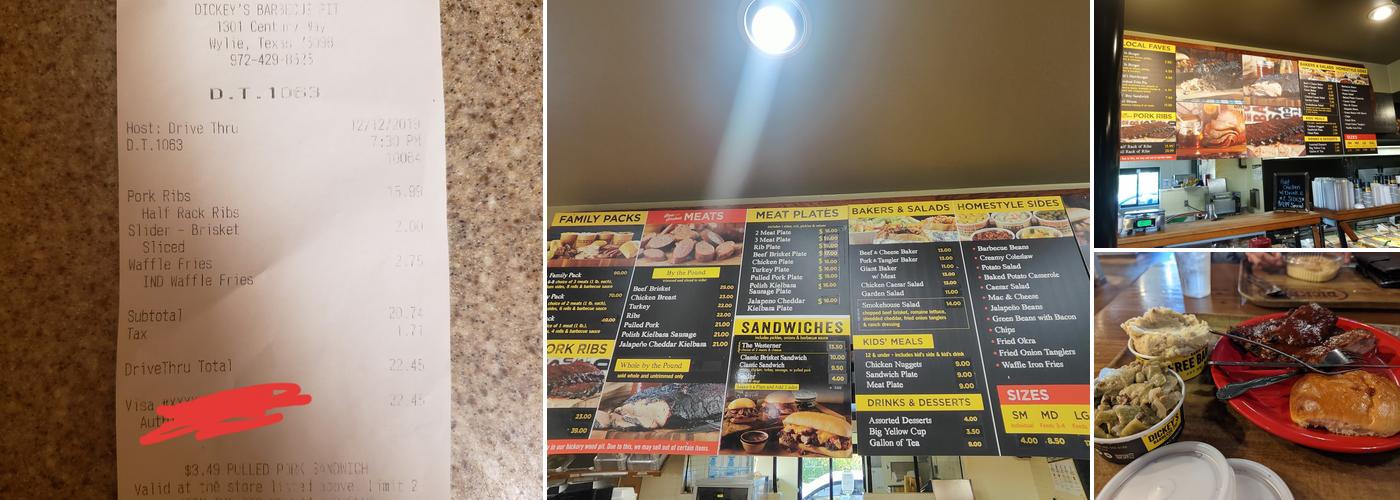 Dickey's Barbecue Pit Menu