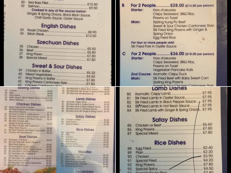 Millenium Dragon Menu