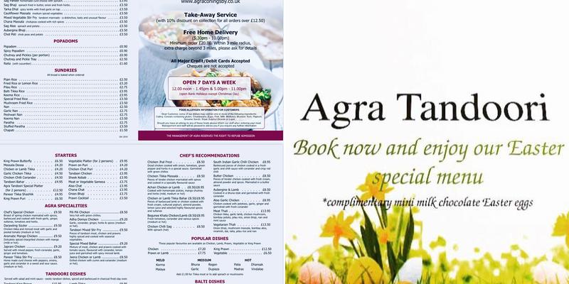 Agra Tandoori Menu
