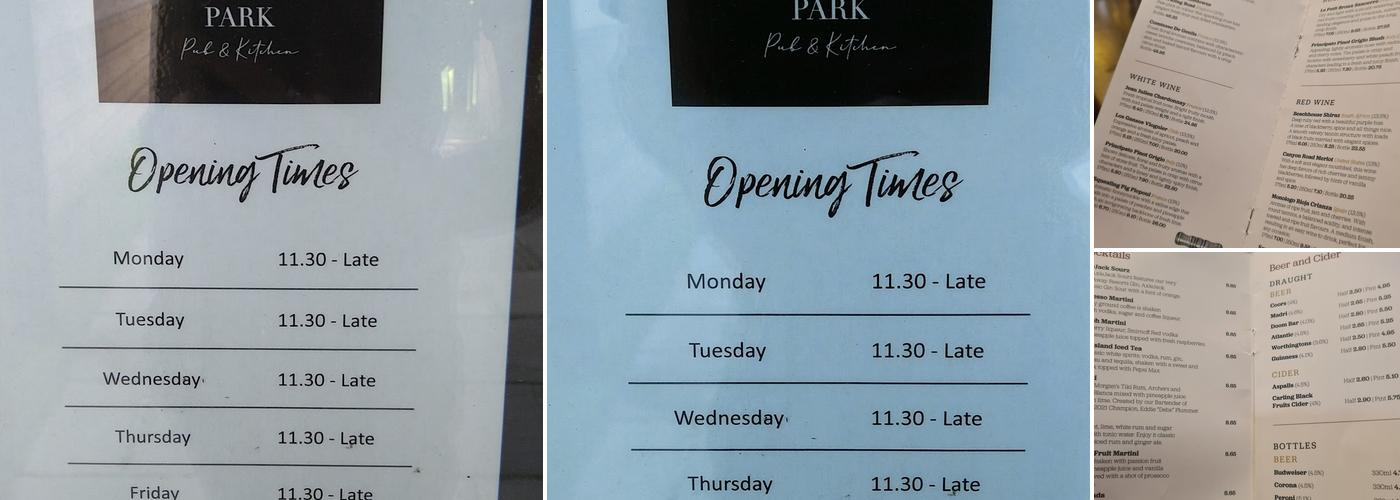 The Tattershall Park Country Pub and Kitchen Menu