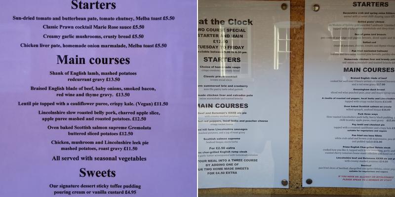 Shakesby's Restaurant Menu