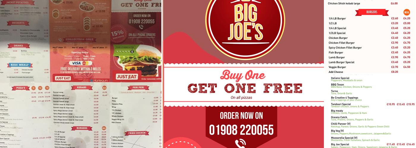 Big Joes Menu