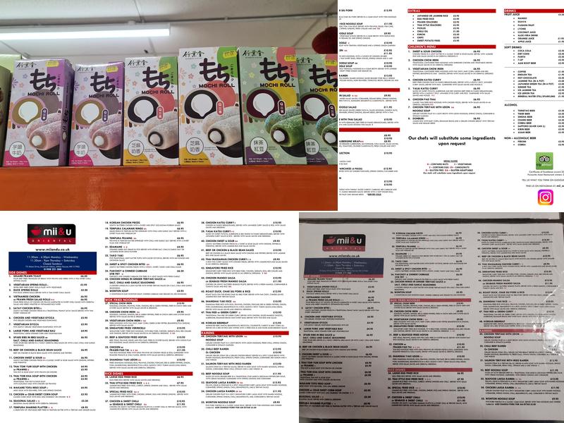 Mii & U Oriental Menu