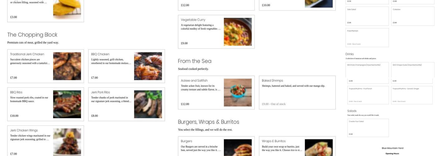 Blue Mountain Yard Menu
