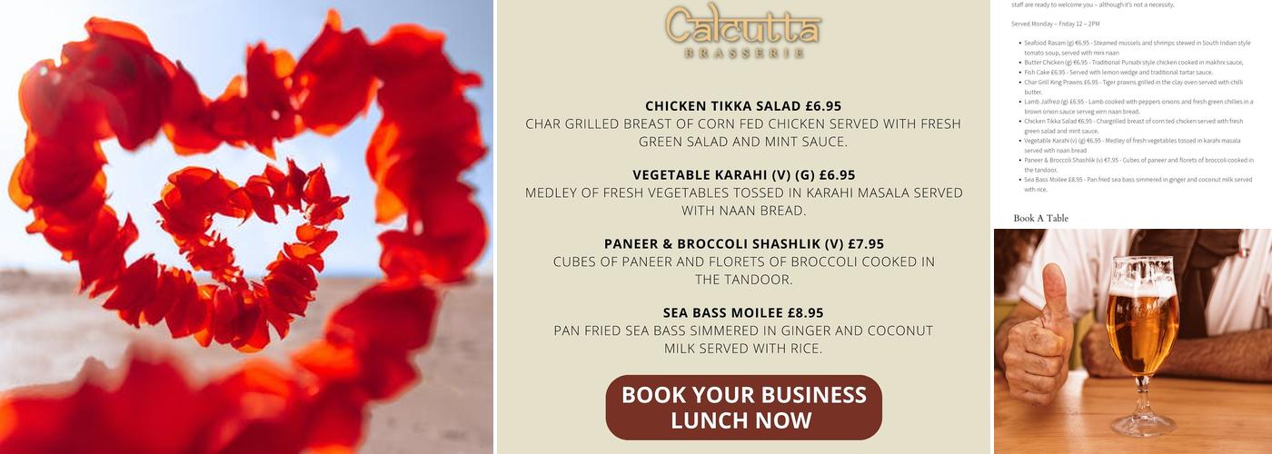 Calcutta Brasserie Menu