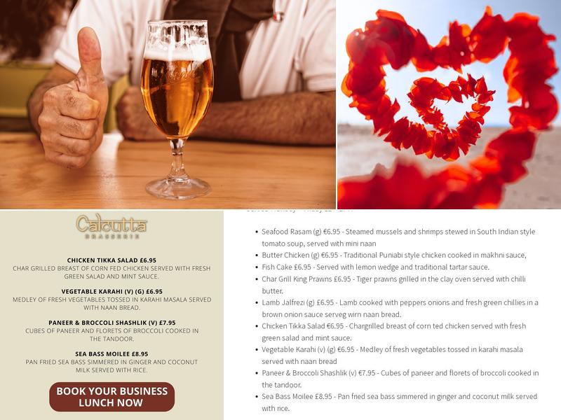 Calcutta Brasserie Menu