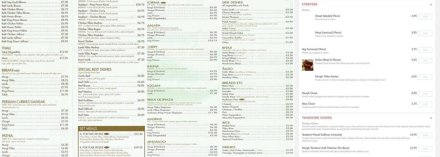 Viceroy of India Menu