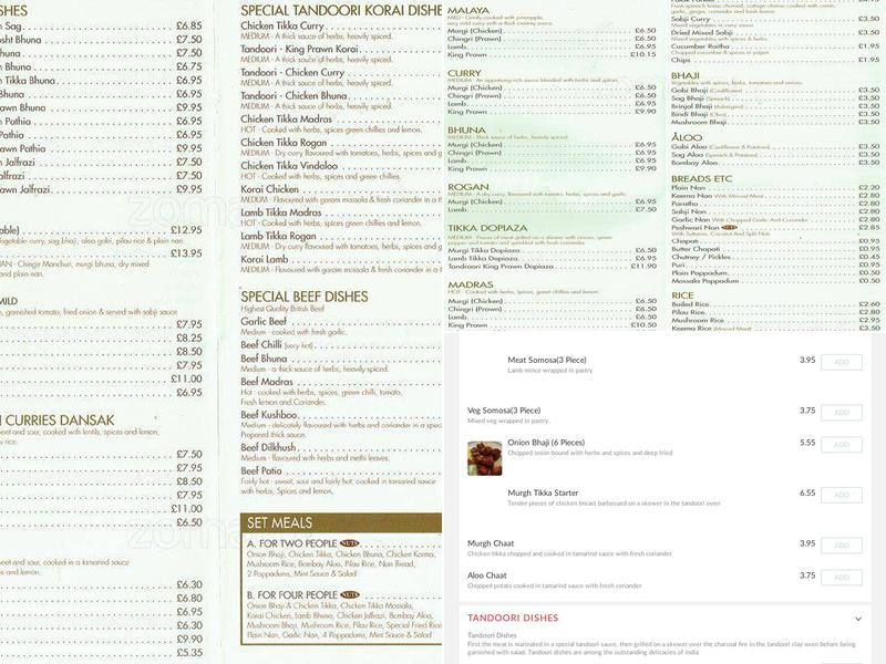 Viceroy of India Menu