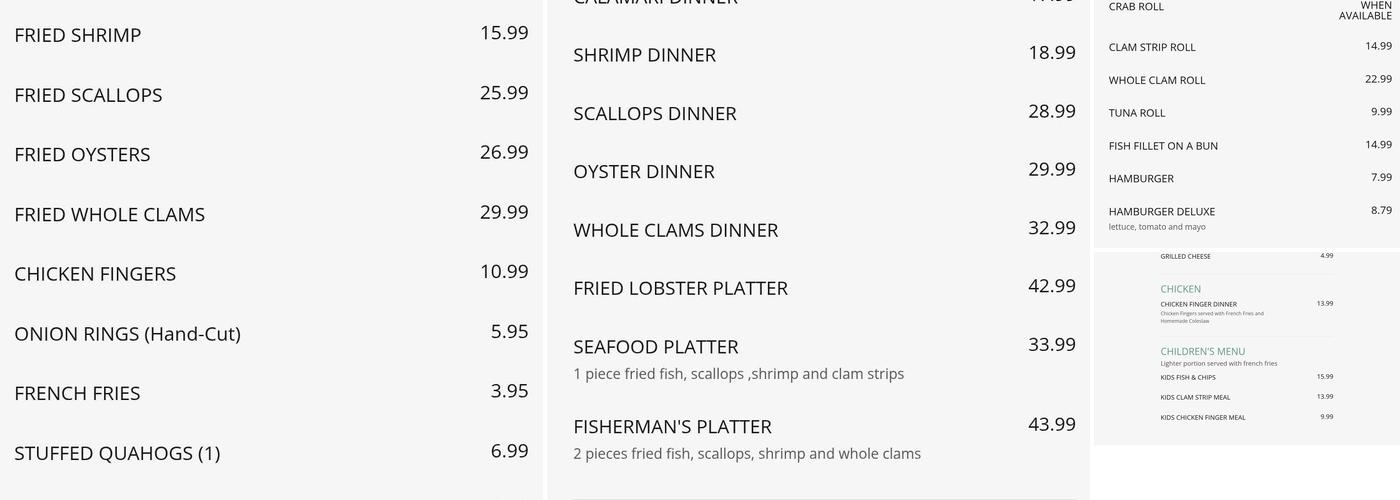 LOBSTER POT Menu
