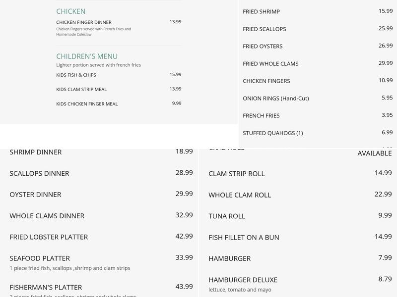 LOBSTER POT Menu