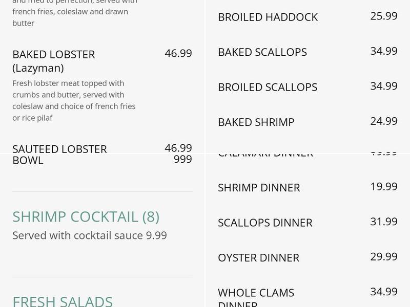 LOBSTER POT Menu