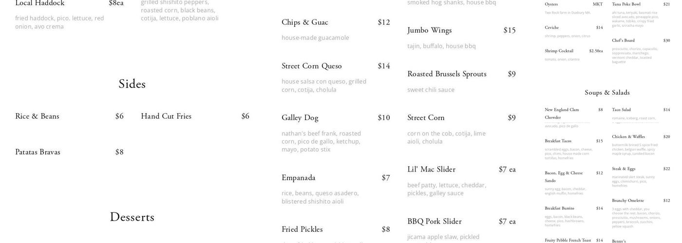Galley Kitchen & Bar Menu