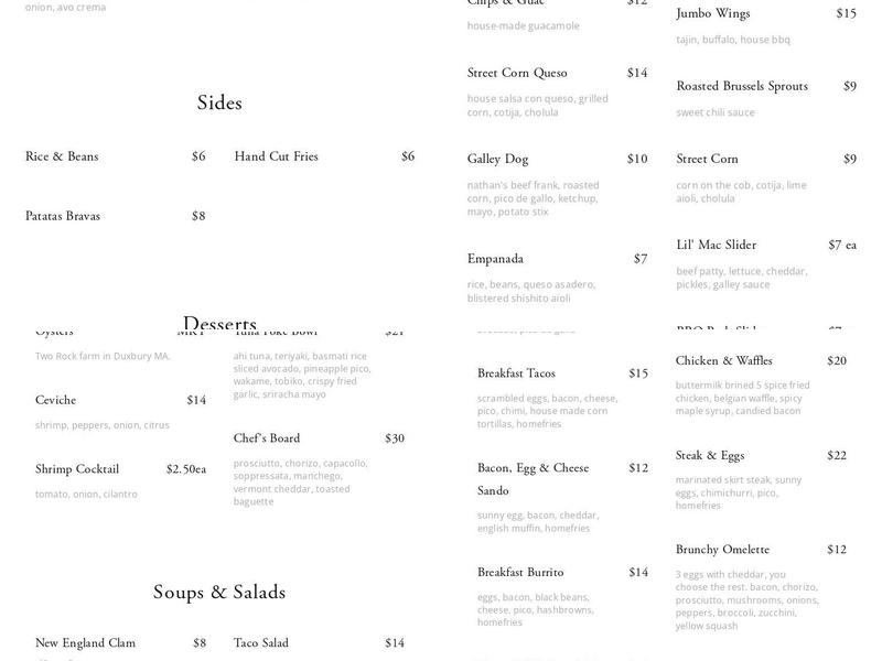 Galley Kitchen & Bar Menu