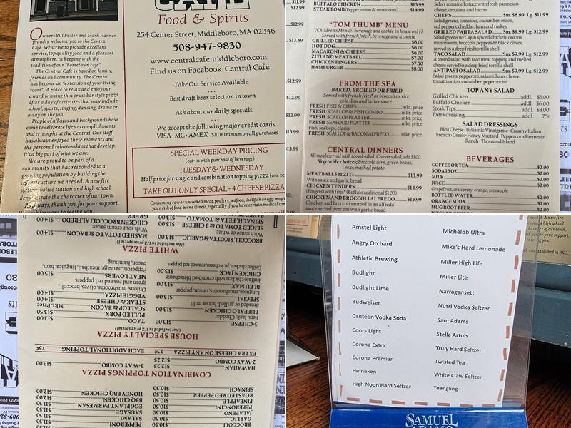Central Cafe Menu