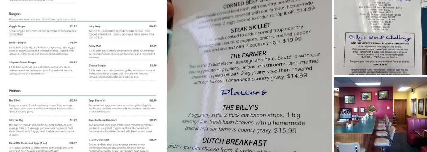 Billy's Cafe Menu