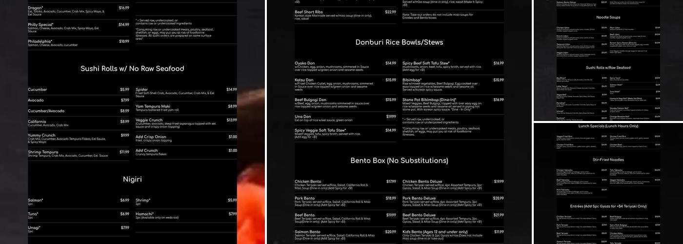 Little Tokyo Restaurant Menu