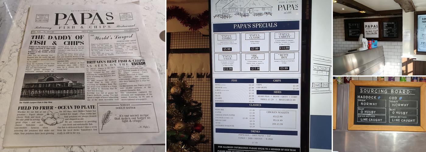 Papa's Fish & Chips Menu
