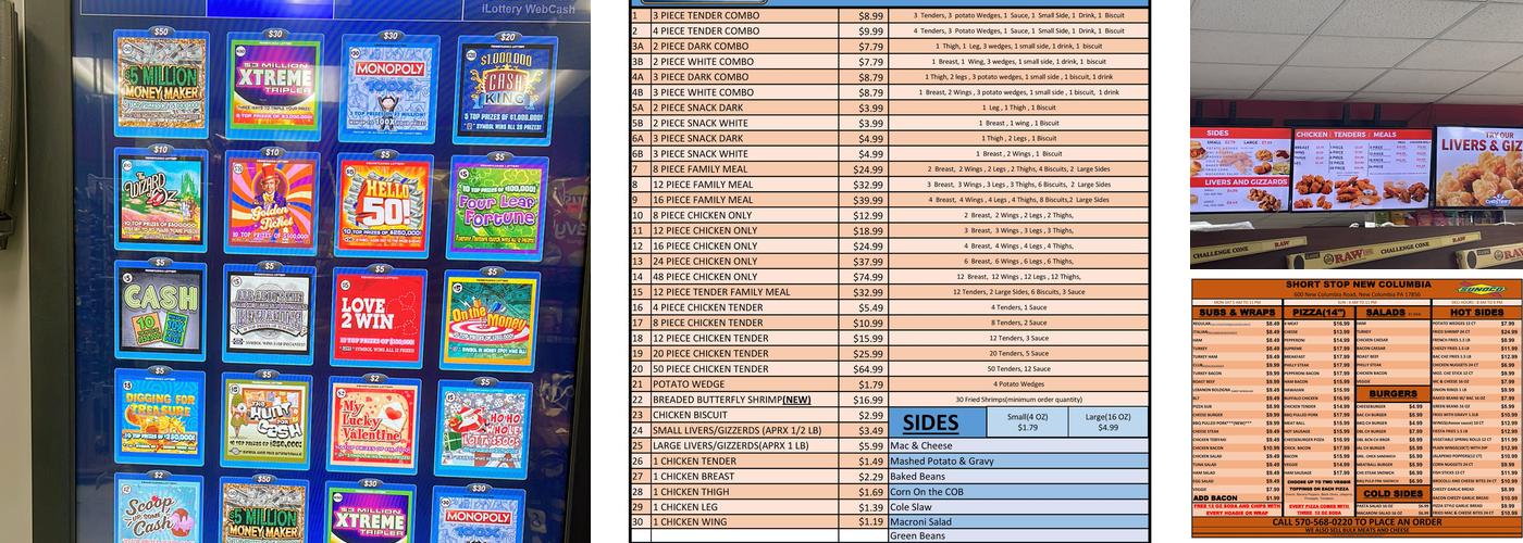 Short Stop New Columbia / Chester's Chicken Menu