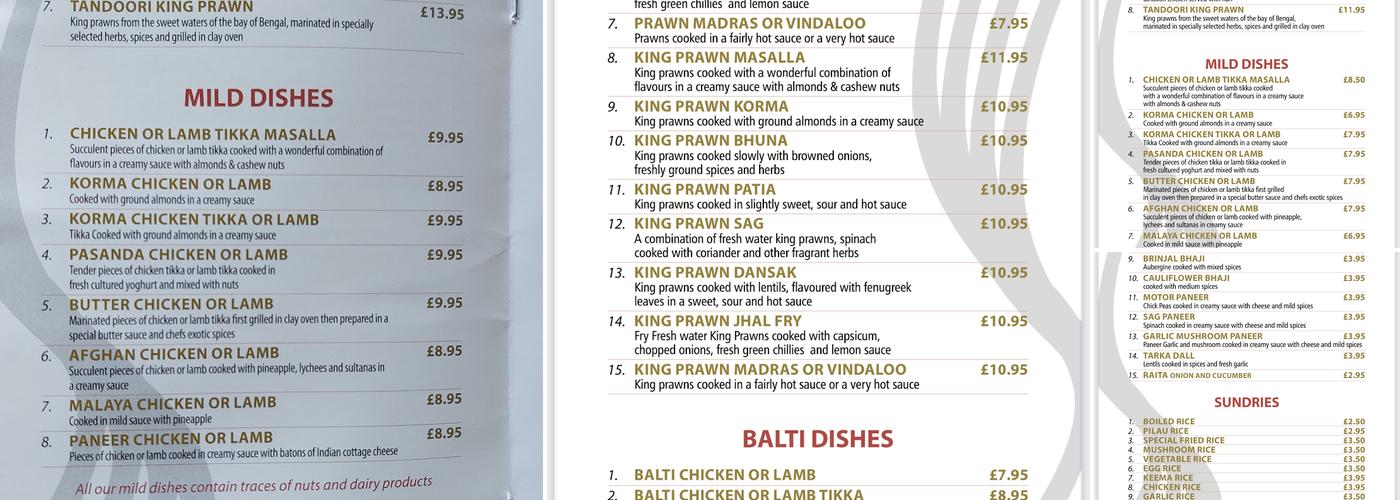 SHIMLA SPICE Fine Indian Dining Menu