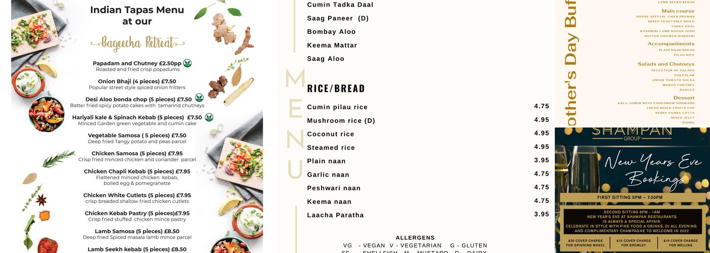 Shampan at the Spinning Wheel Menu