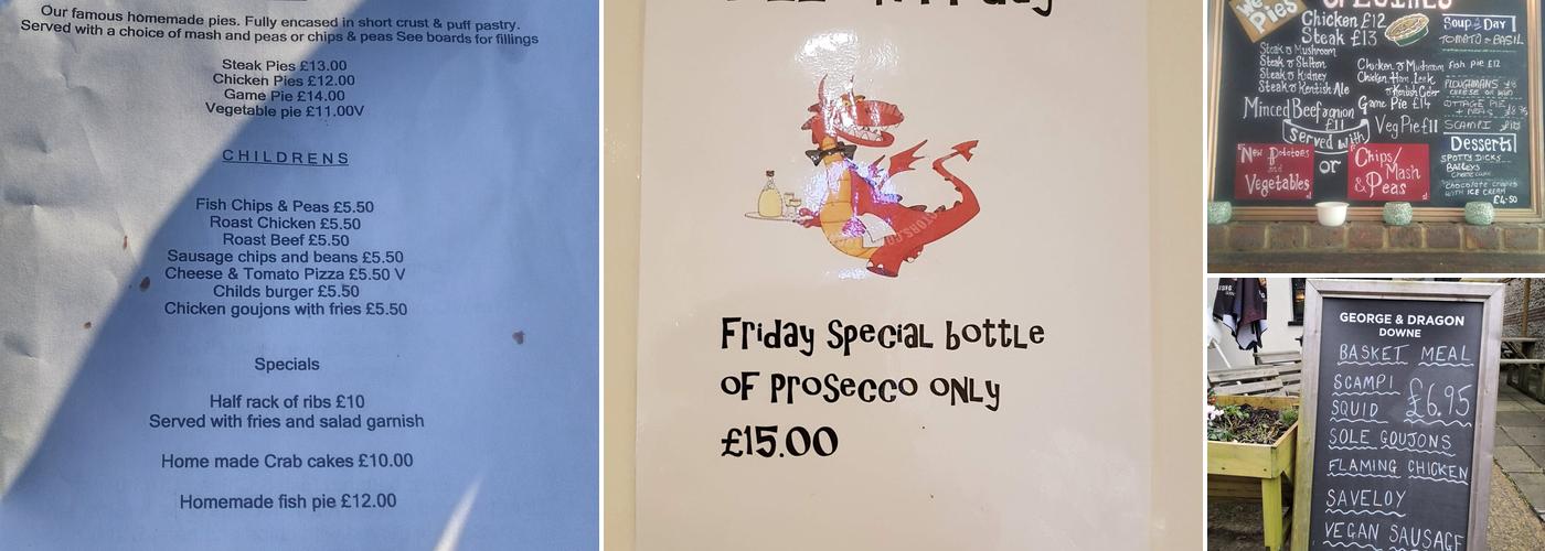 George & Dragon Menu