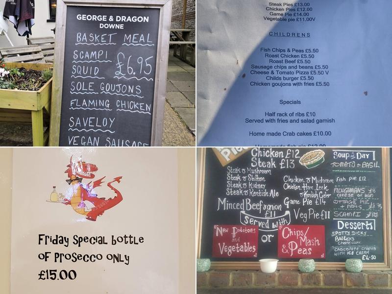 George & Dragon Menu