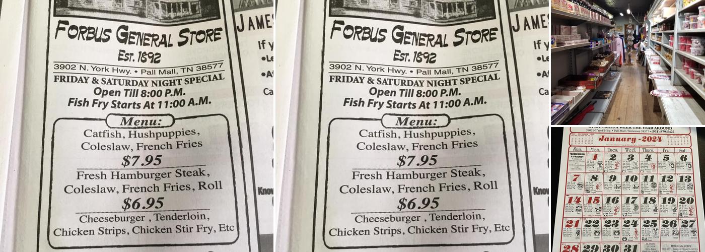 Forbus General Store Menu
