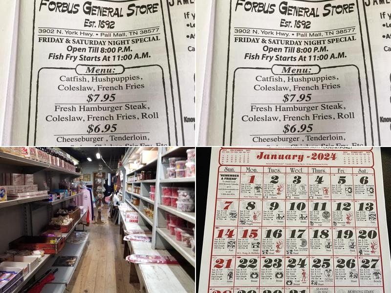 Forbus General Store Menu