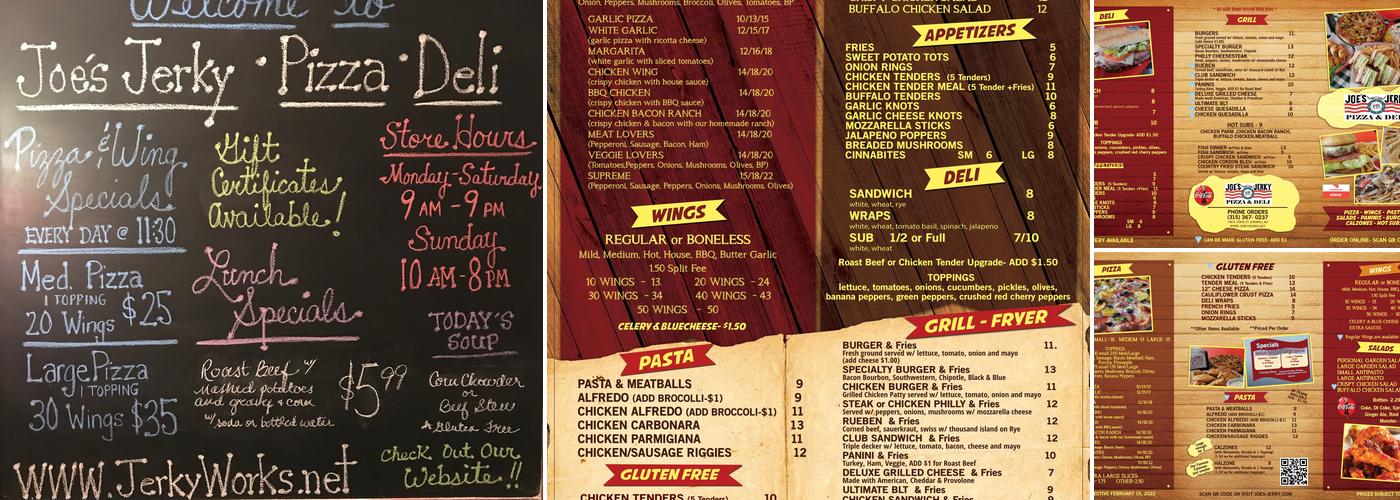 Joe’s Jerky Menu