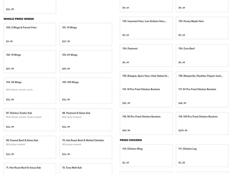 5 Star Deli & Grill Menu