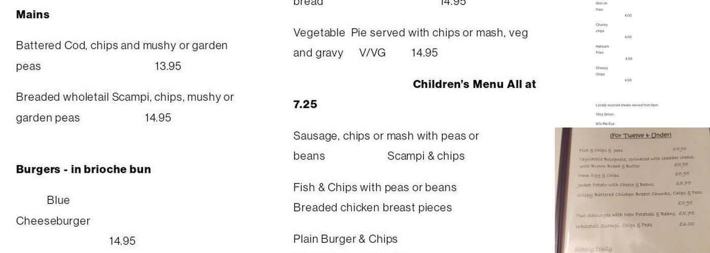 The Bicknoller Inn Menu