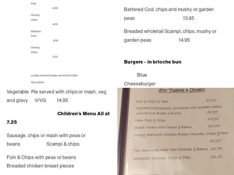 The Bicknoller Inn Menu