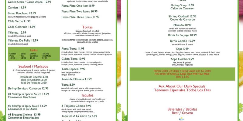 La Fiesta Market Menu