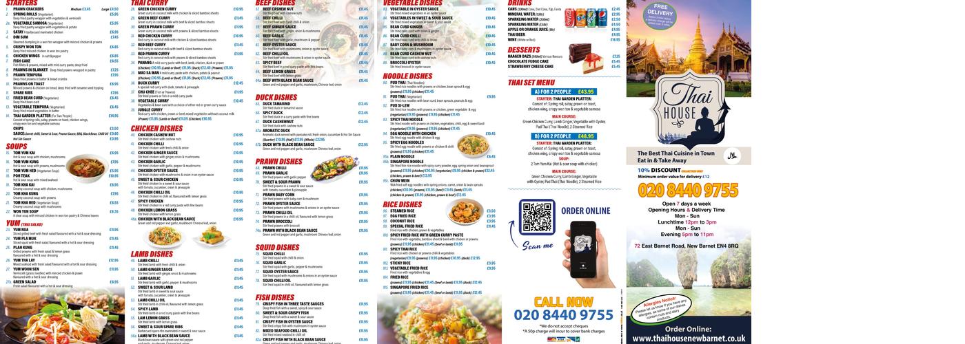 Thai House Menu
