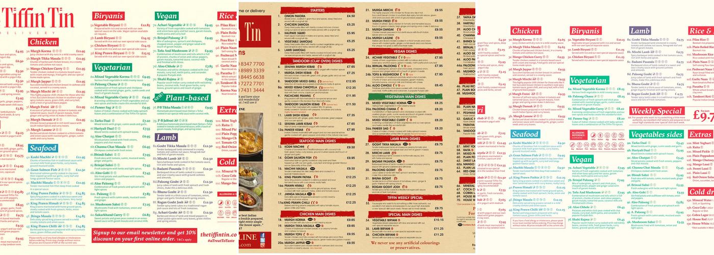 The Tiffin Tin (Totteridge Lane) Menu
