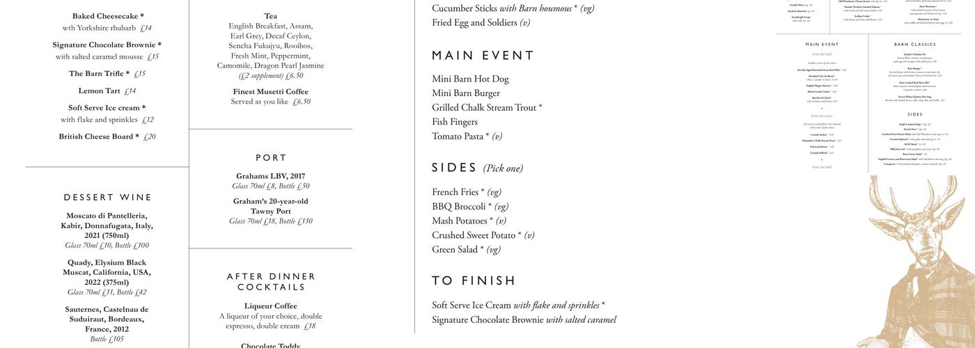 The Barn at Coworth Park Menu