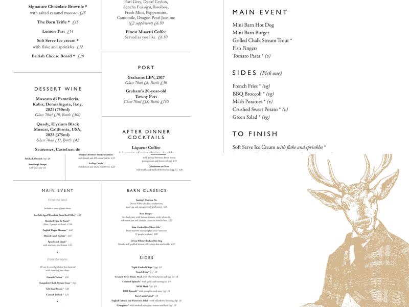 The Barn at Coworth Park Menu