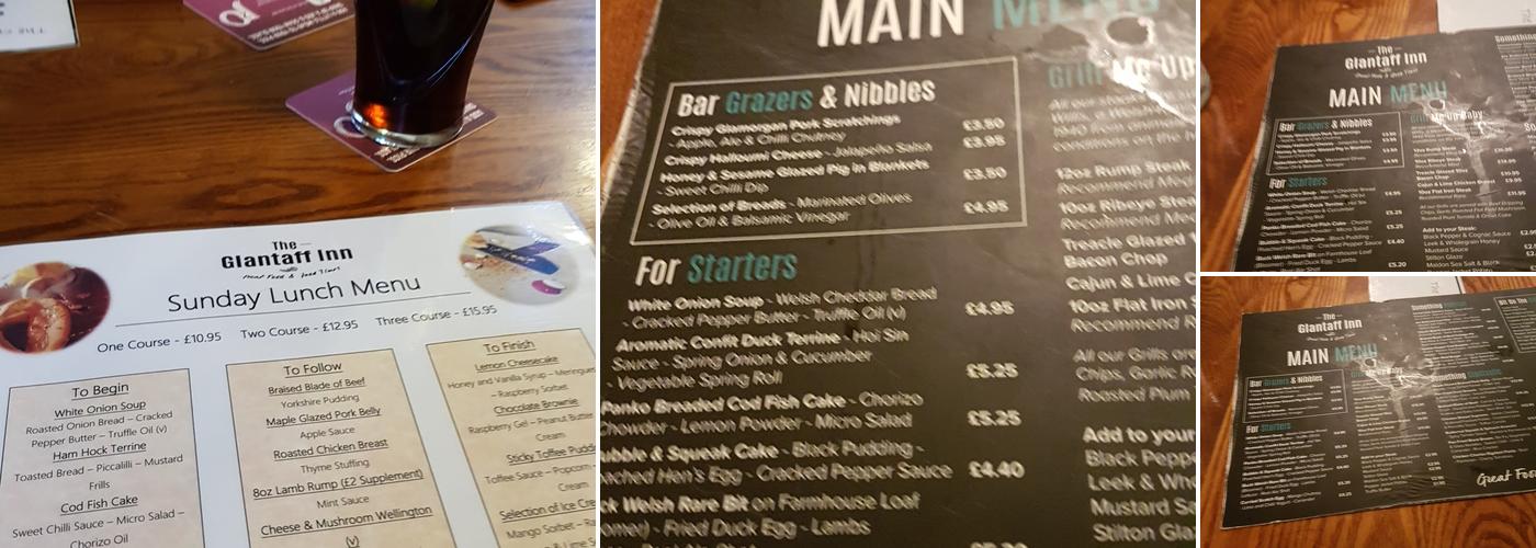 The Glantaff Inn Menu