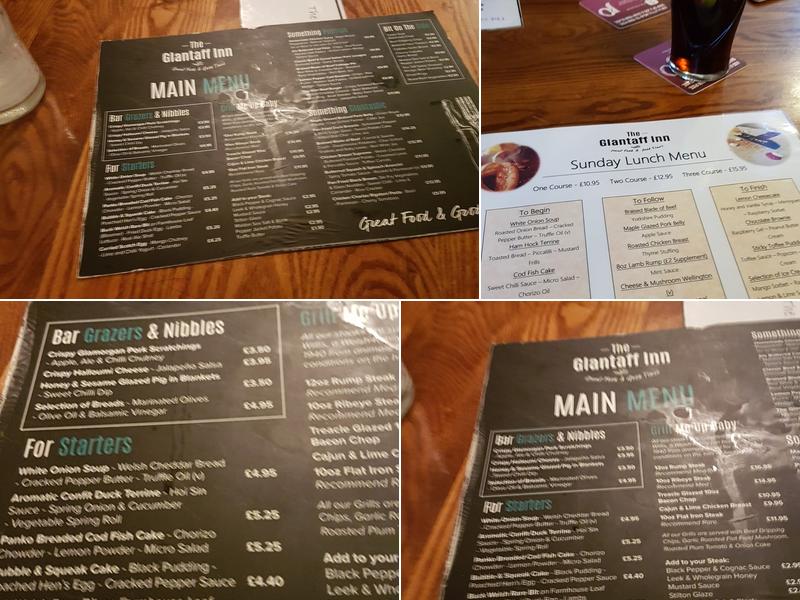 The Glantaff Inn Menu