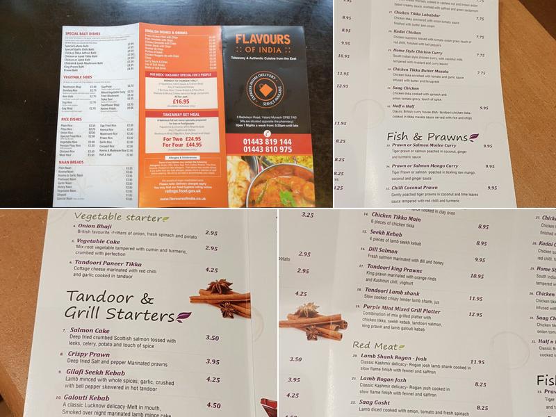 Flavours Of India Menu