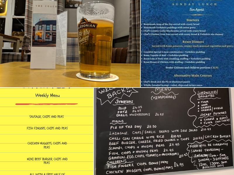 Coach and Horses, Tadcaster Menu