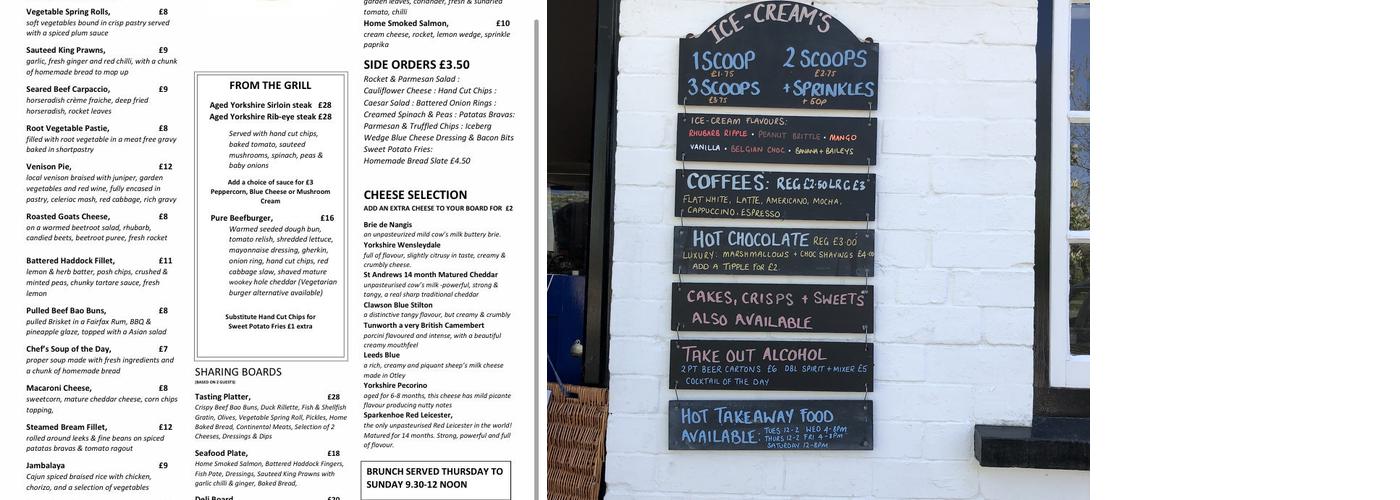 Ye Old Sun Inn Menu