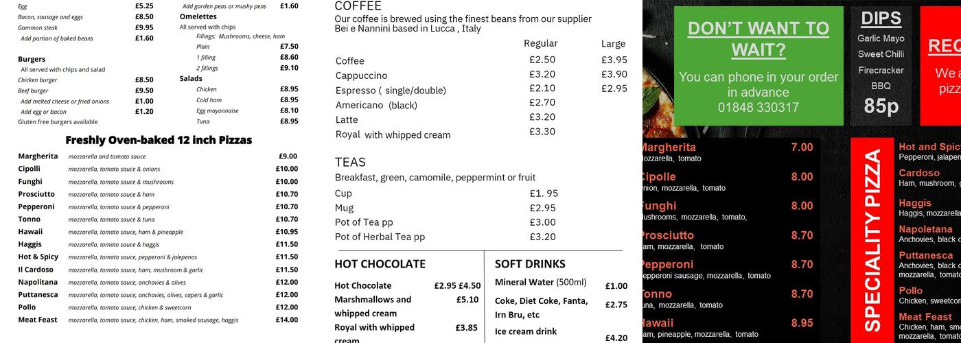 Drumlanrig Cafe Menu