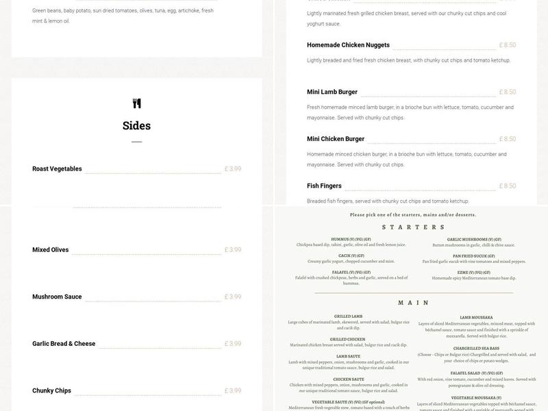 The Olive Branch Menu