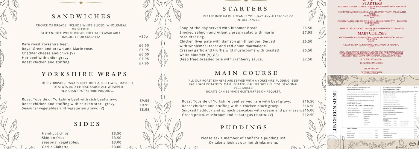 The Old Bridge Inn Ripponden Menu