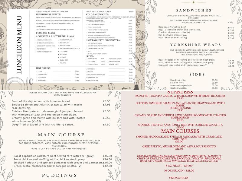 The Old Bridge Inn Ripponden Menu